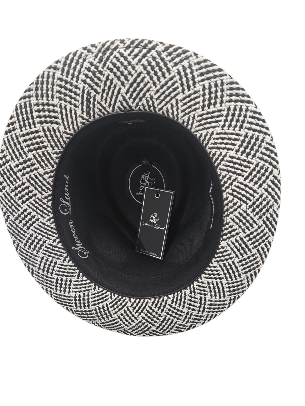 STEVEN LAND MENS "LUCIA" BLACK- WHITE FEDORA CRUSHABLE FEDORA HAT. SH-112. - Picture 6 of 7